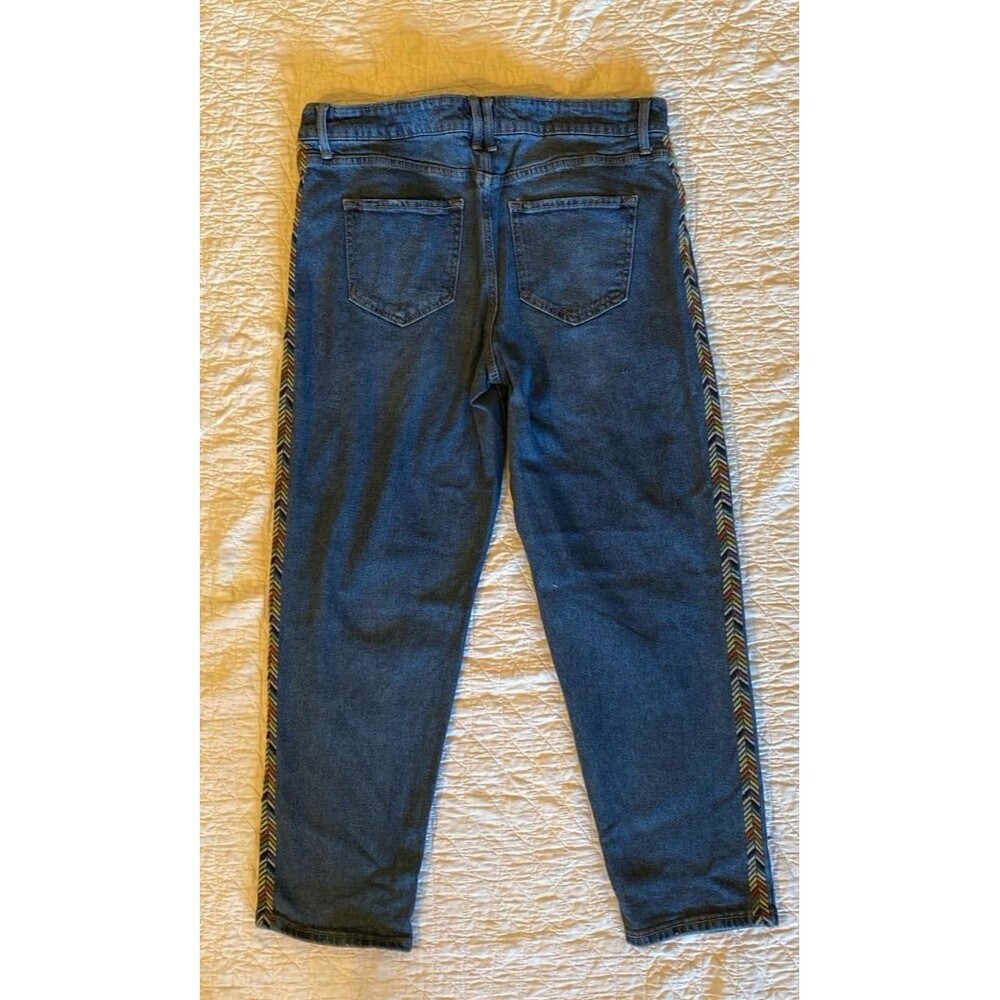 Knox Rose Denim Distressed Jeans Size 12 Cropped Stylish Stitching Down Legs - Picture 6 of 12